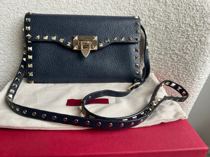 Valentino Garavani Navy Blue Rockstud Crossbody