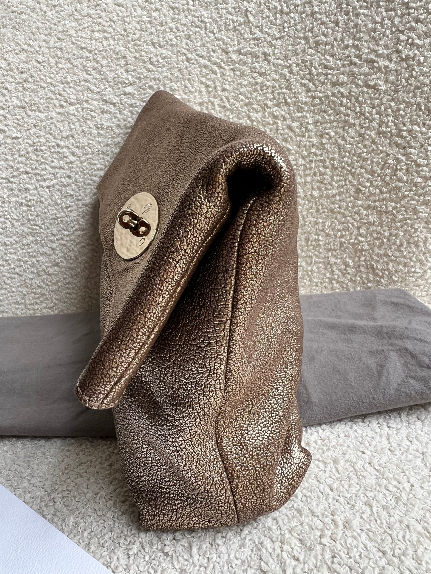 Mulberry Metallic Mushroom Clemmie Clutch (RRP £695)