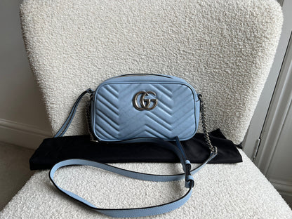 Gucci GG Pale Blue Marmont Small Shoulder Bag (RRP £1440)