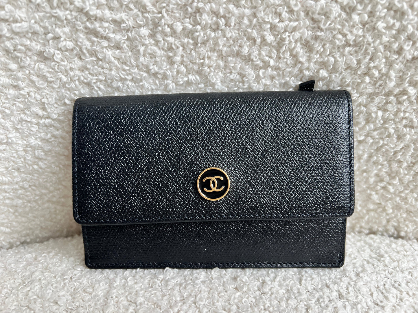 Chanel Black Coco Button Keyring Pouch