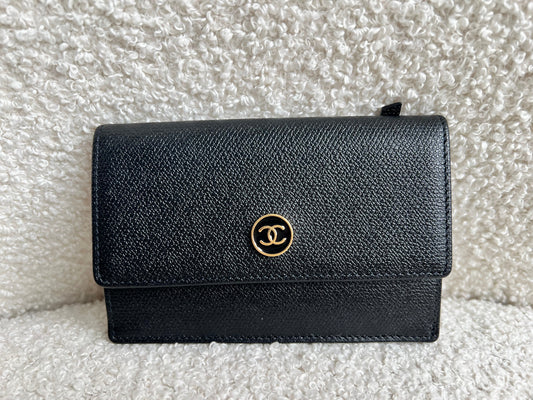 Chanel Black Coco Button Keyring Pouch