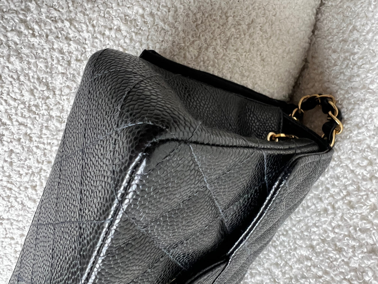 Chanel Square Mini Classic Flap in Black Caviar with gold hardware