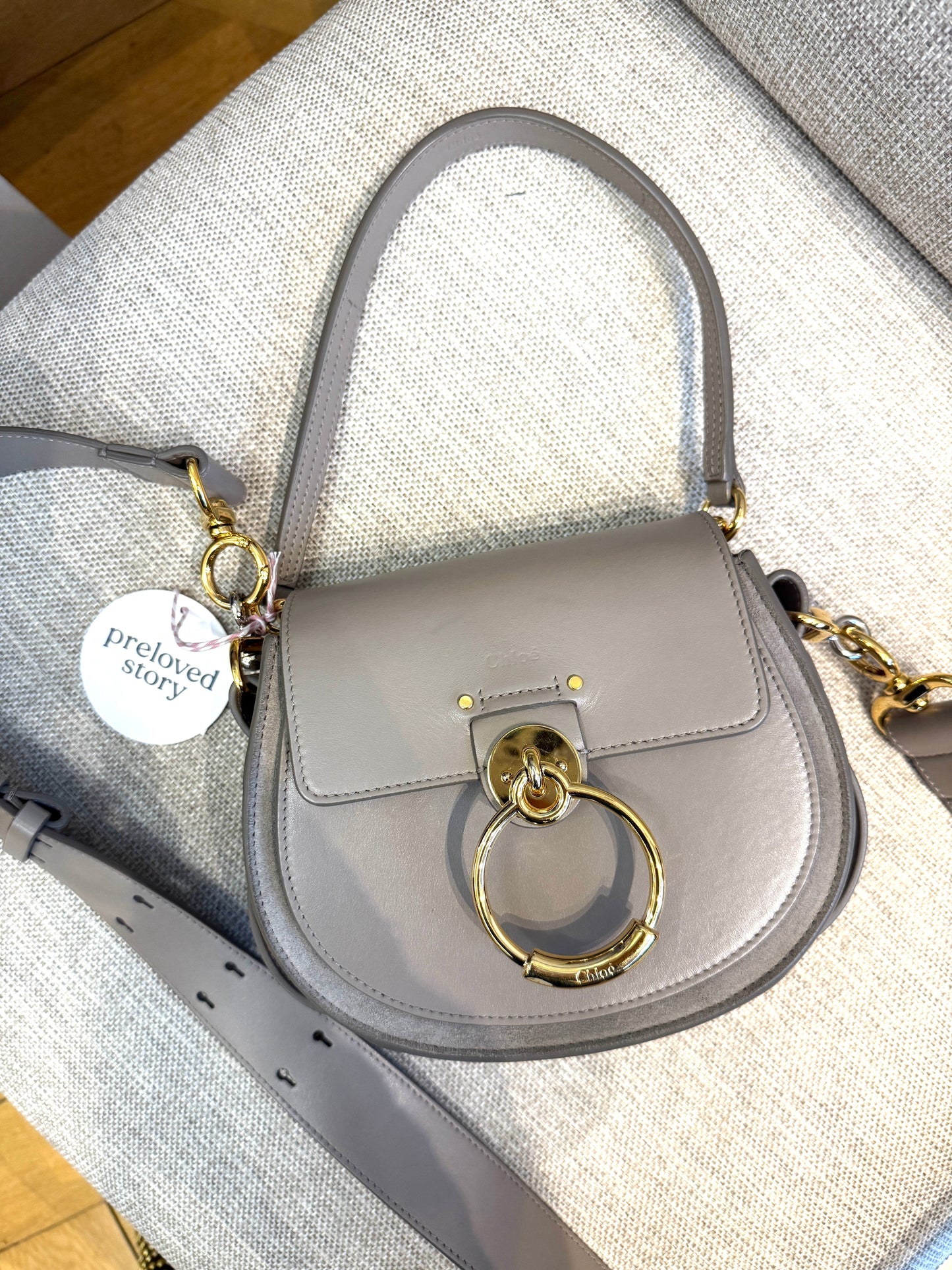 Tess Small Motty Grey Gold Hardware