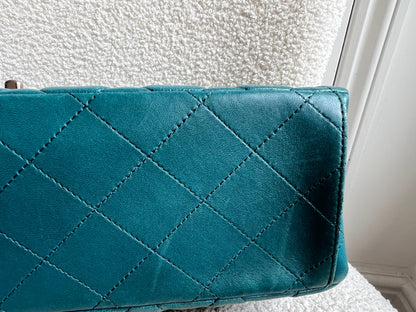 Chanel Maxi Single Flap in Teal Lambskin Silver Hardware
