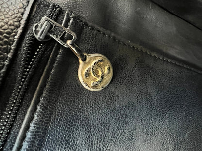 Chanel Vintage Black Caviar Chain Tote with 24k Gold Hardware