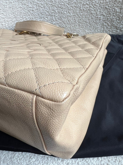 Chanel Beige Caviar Grand Shopper Tote gold hardware (GST)