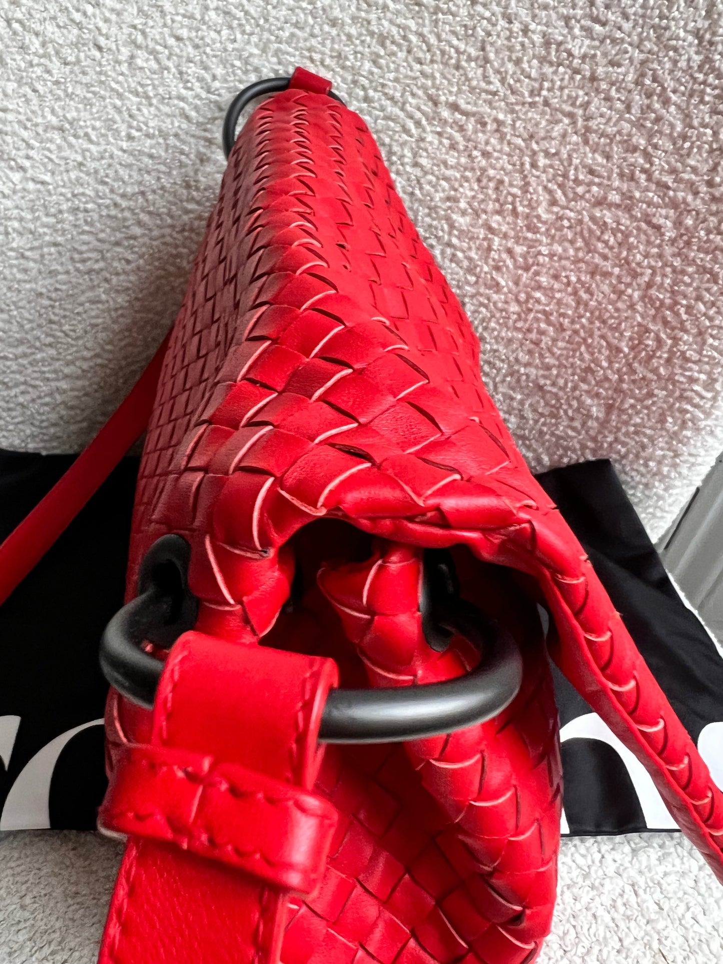Bottega Veneta Red Intreciatto Flap Shoulder Bag