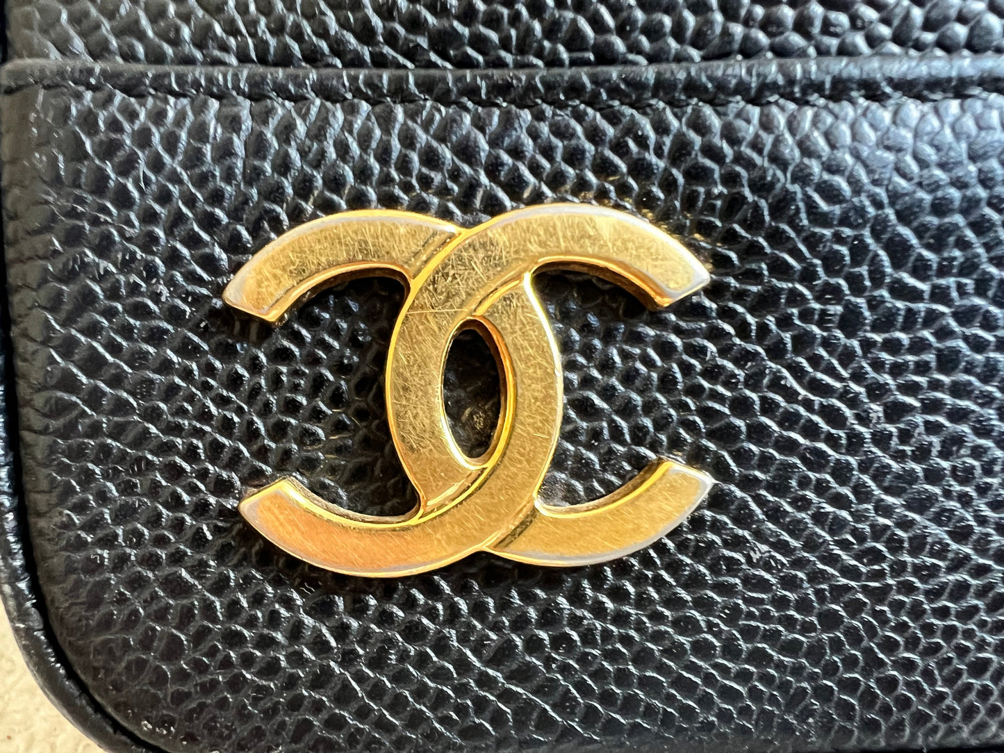 Chanel Vintage Black Caviar Chain Tote with 24k Gold Hardware