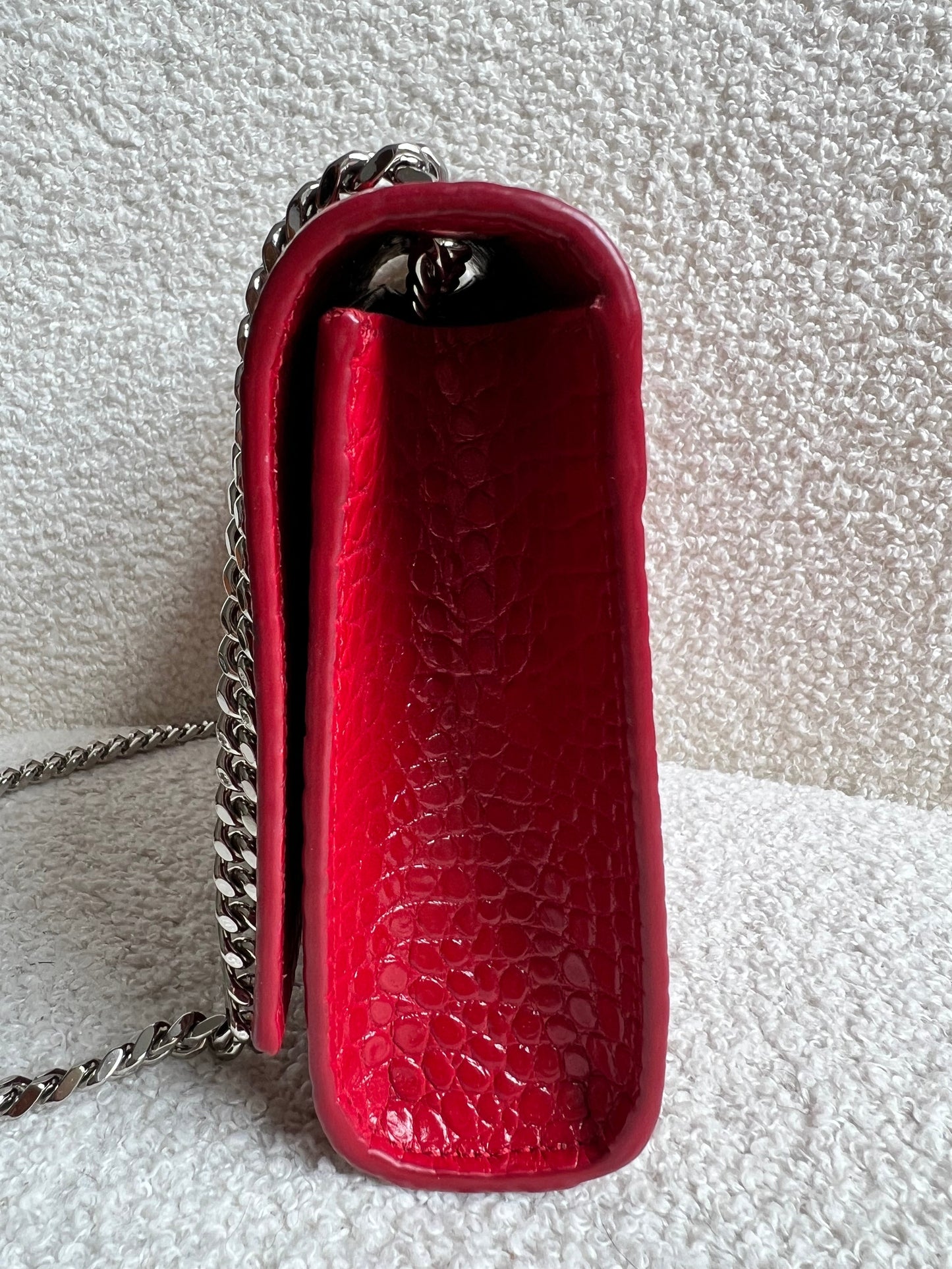 Yves Saint Laurent (YSL) Red Croc Small Kate with Silver Hardware (RRP £1,675)