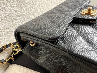Chanel Square Mini Classic Flap in Black Caviar with gold hardware
