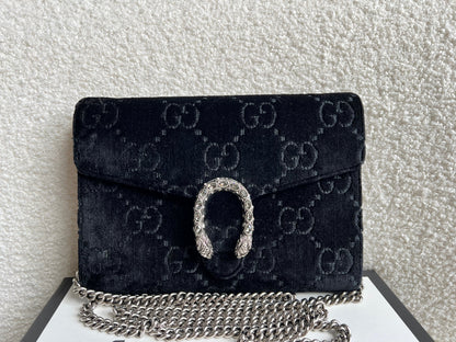 Gucci Black Velvet Dionysus Mini Chain Bag