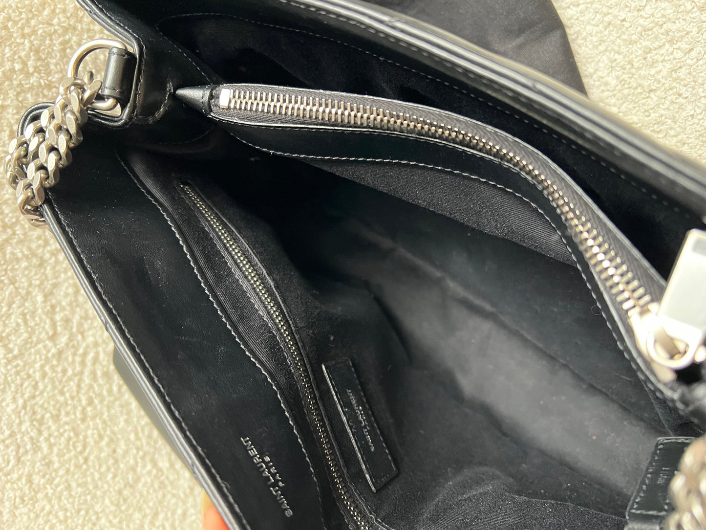 Yves Saint Laurent (YSL) Medium Black Lou Lou Silver Hardware