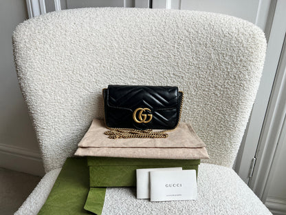 Gucci GG Black Marmont Super Mini Shoulder Bag (RRP £985)