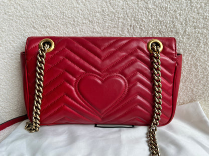 Gucci GG Hibiscus Red Marmont Small Shoulder Bag (RRP £2,070)