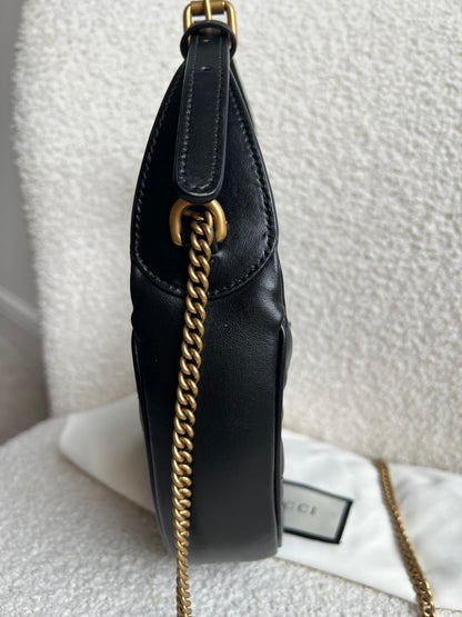 Gucci GG Black Mini Half Moon Marmont Shoulder Bag (RRP £1160)