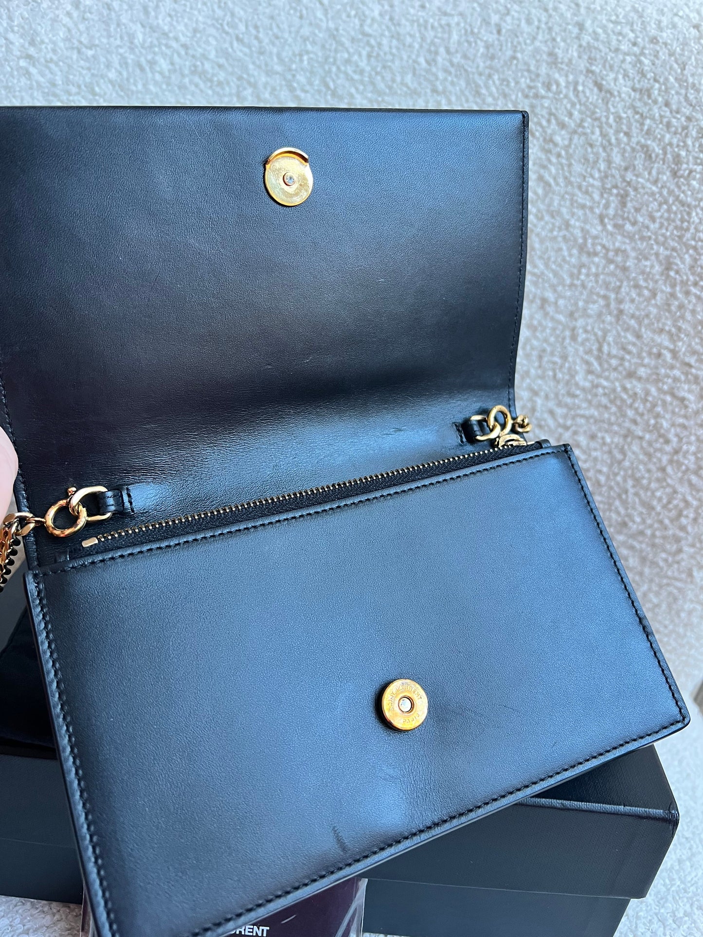 Yves Saint Laurent (YSL) Black Kate Tassel Chain Wallet Gold Hardware (RRP £1,440)