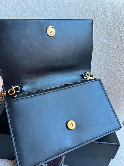 Yves Saint Laurent (YSL) Black Kate Tassel Chain Wallet Gold Hardware (RRP £1,440)