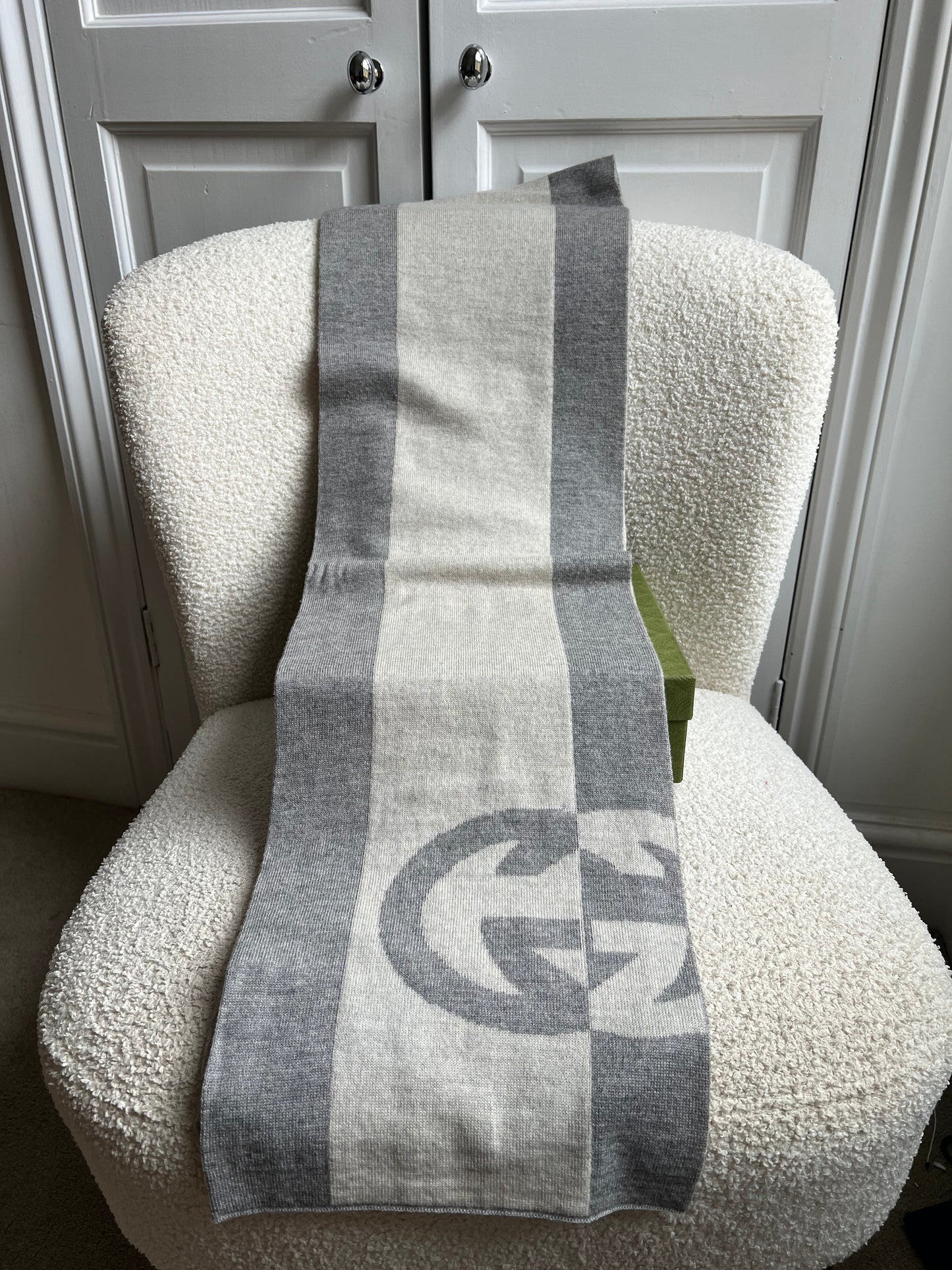 Gucci Grey GG Wool Scarf
