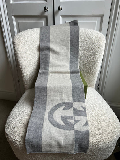 Gucci Grey GG Wool Scarf