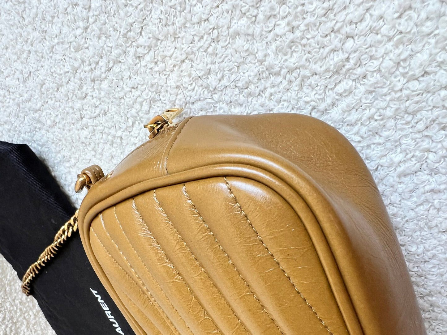 Yves Saint Laurent (YSL) Toffee Beige Mini Lou Camera Bag (RRP £1285)