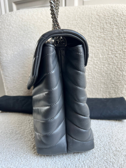 Yves Saint Laurent (YSL) Medium Grey Lou Lou Silver Hardware