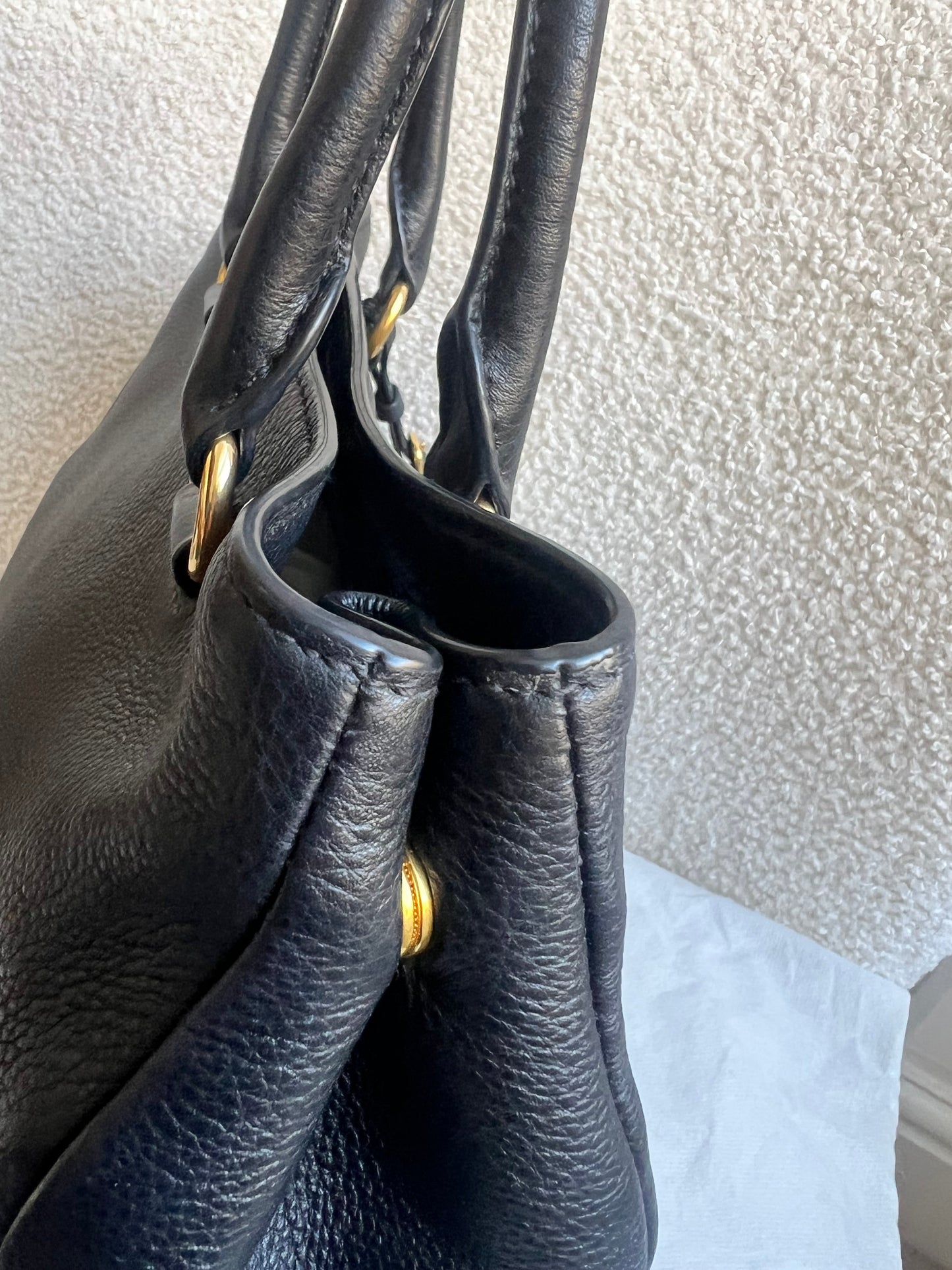 Prada Black Vitello Daino Tote