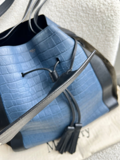Mulberry Pale Navy Matte Croc, Silky Calf and Suede Millie Tote (£1,095)