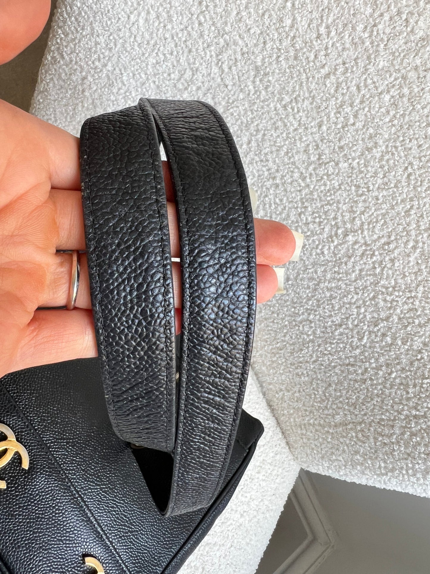 Chanel Vintage Black Caviar Chain Tote with 24k Gold Hardware