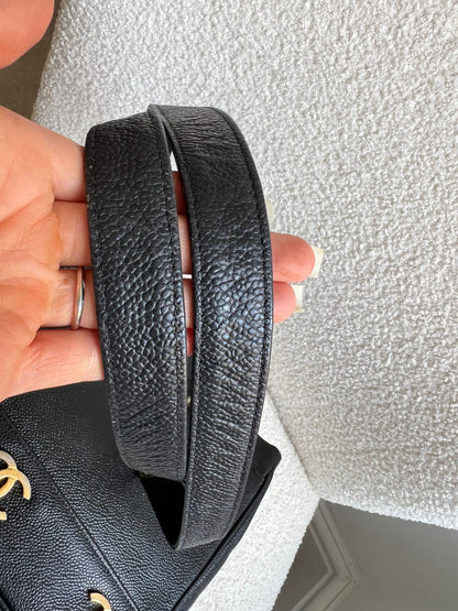 Chanel Vintage Black Caviar Chain Tote with 24k Gold Hardware