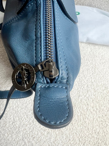Longchamp Blue Leather Pliage Mini Backpack (RRP £320)