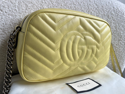 Gucci GG Pale Yellow Marmont Small Shoulder Bag (RRP £1440)