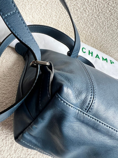 Longchamp Blue Leather Pliage Mini Backpack (RRP £320)