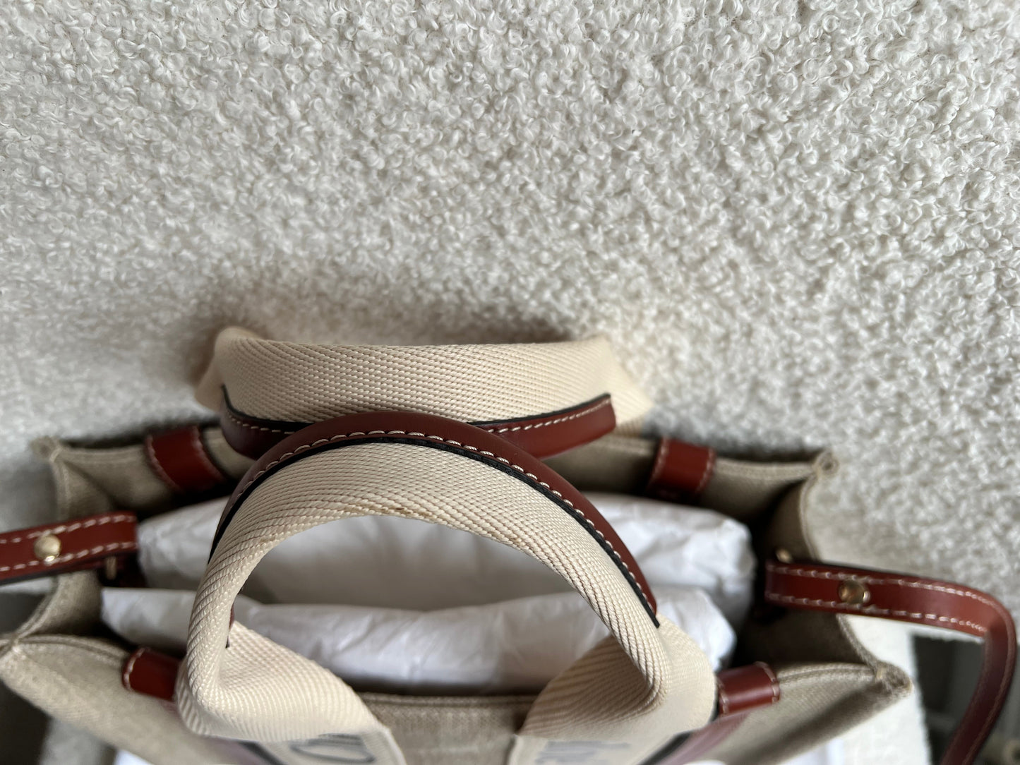 Chloe Small Soft Tan Linen Woody Tote Bag (£890)