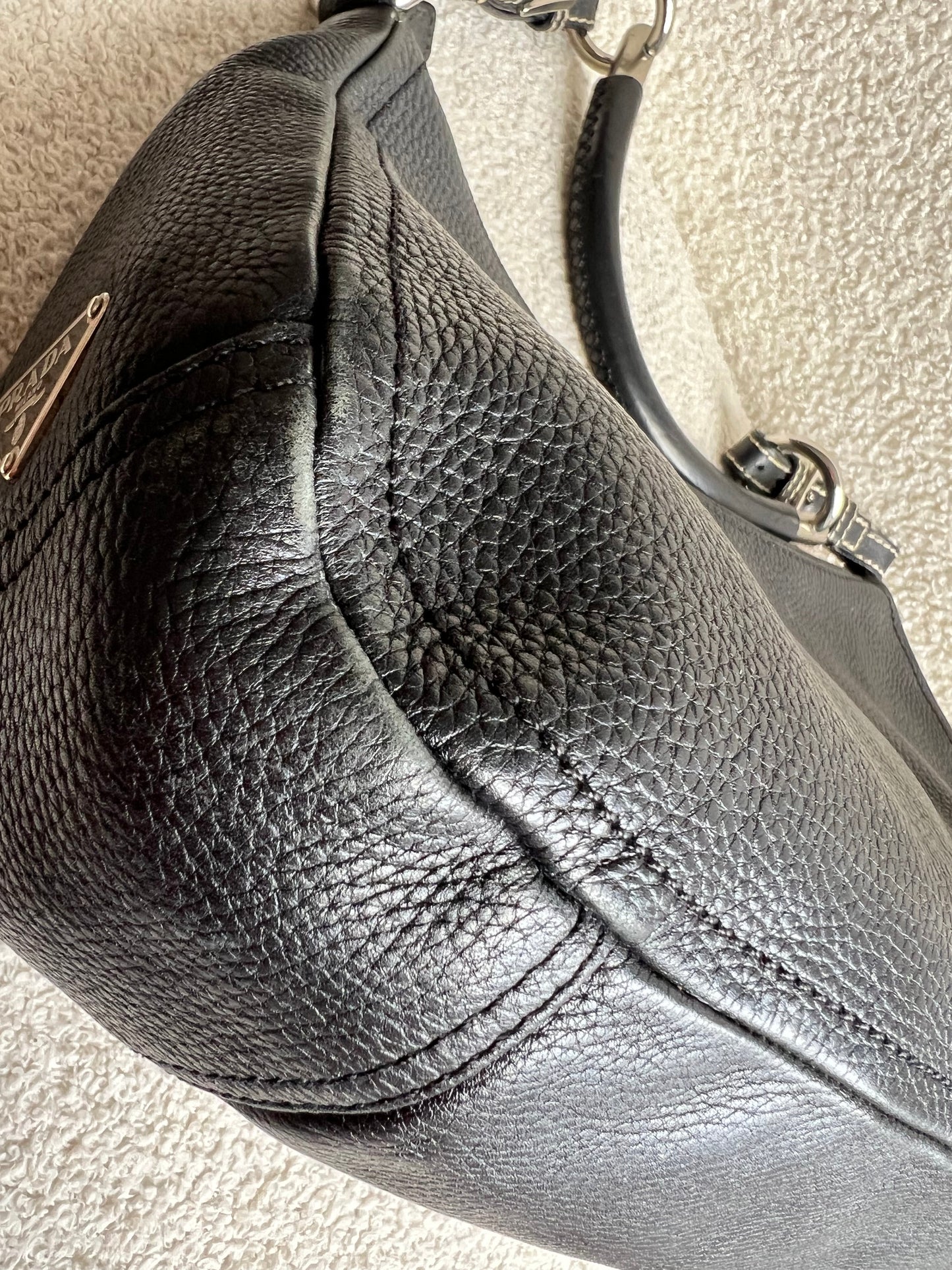Prada Belted Zip Shoulder Bag Vitello Daino