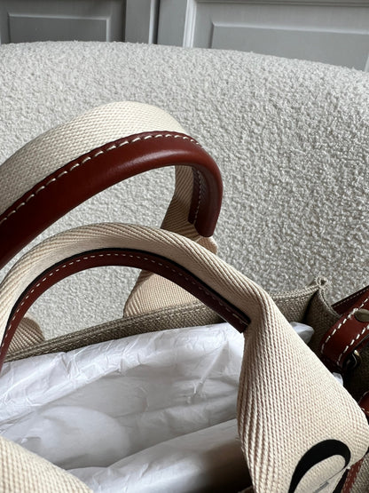 Chloe Small Soft Tan Linen Woody Tote Bag (£890)