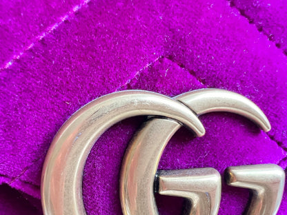 Gucci GG Fuchsia Velvet Marmont Small Shoulder Bag (RRP £1490)