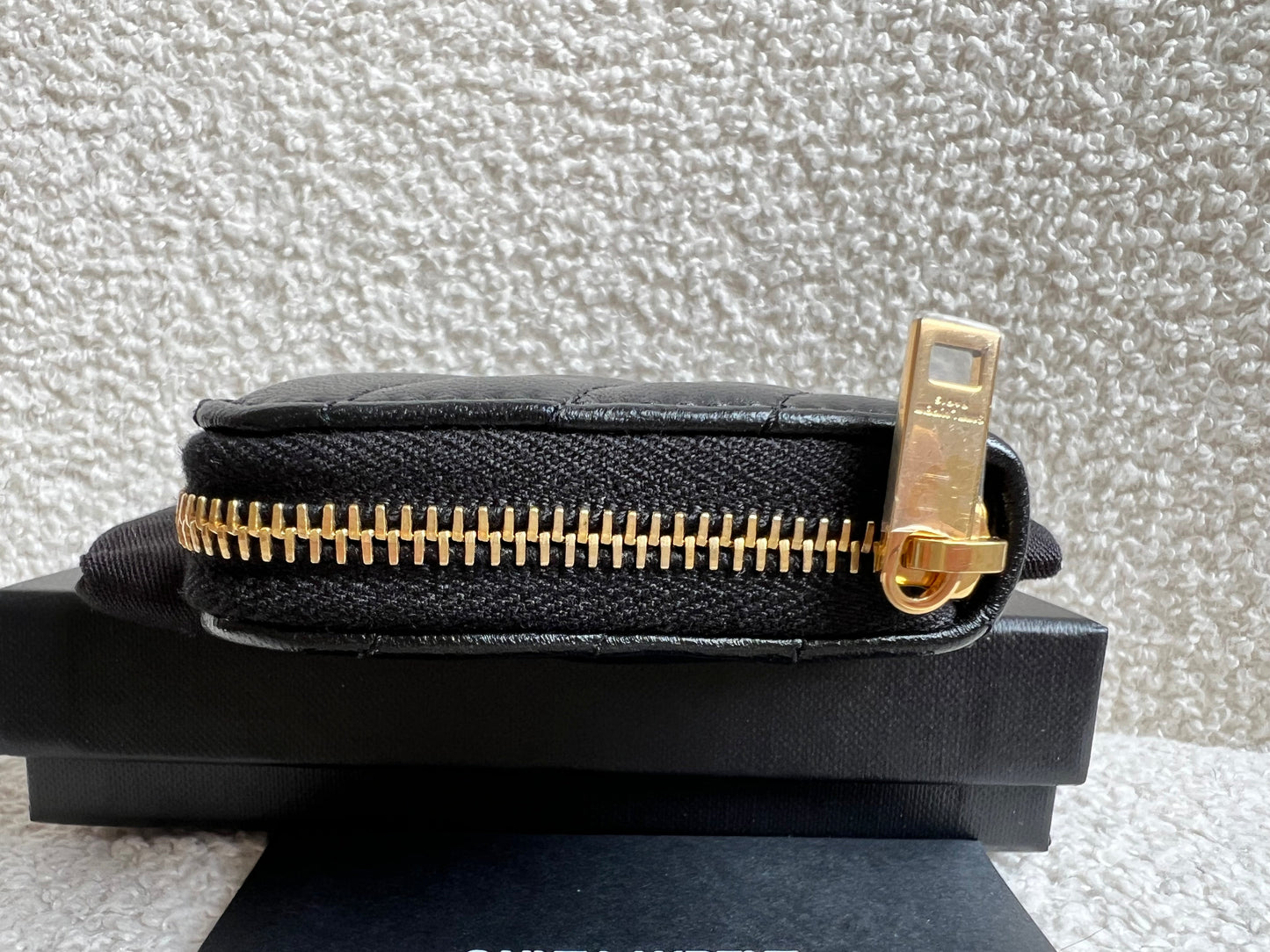 Yves Saint Laurent Black Lambskin Cassandre Small Zip Wallet (RRP £400)