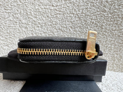 Yves Saint Laurent Black Lambskin Cassandre Small Zip Wallet (RRP £400)