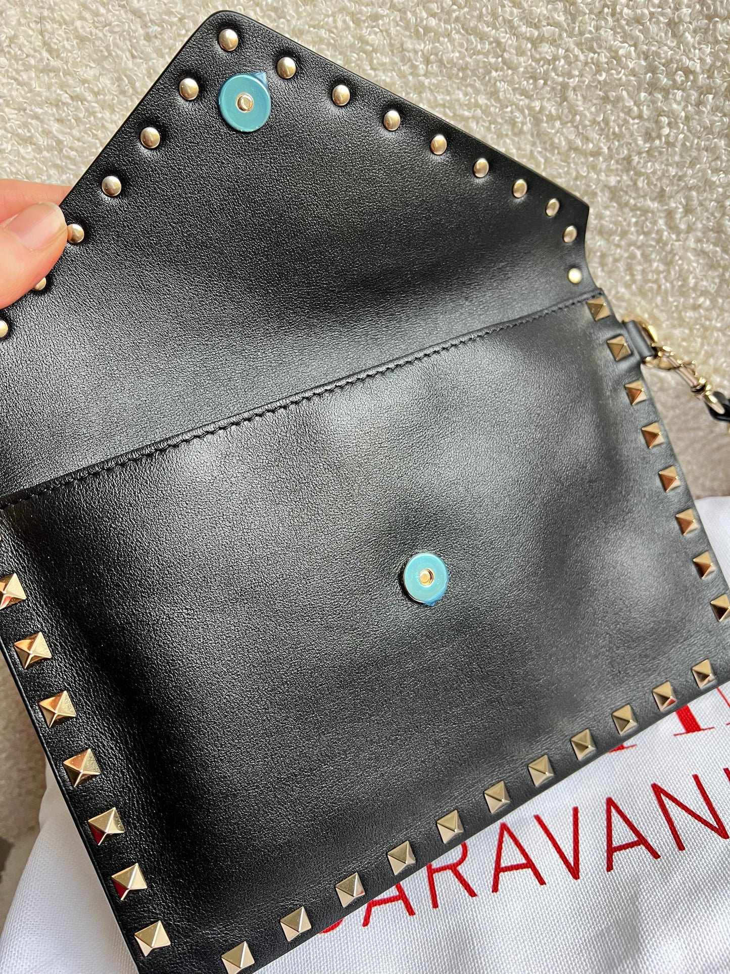 Valentino Garavani Rockstud Calfskin Clutch Pouch Black (RRP £570)