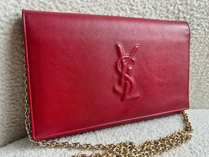 Yves Saint Laurent (YSL) Red Belle de Jour Chain Wallet Clutch