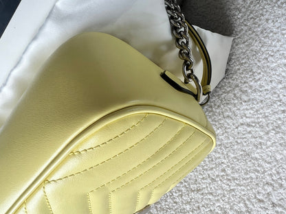 Gucci GG Pale Yellow Marmont Small Shoulder Bag (RRP £1440)