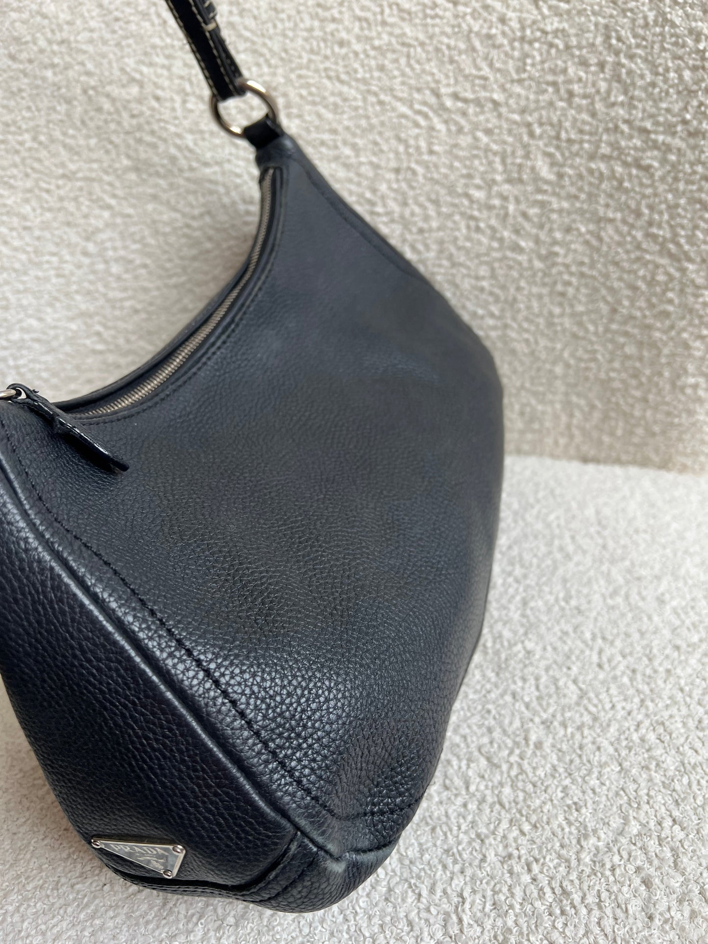 Prada Belted Zip Shoulder Bag Vitello Daino