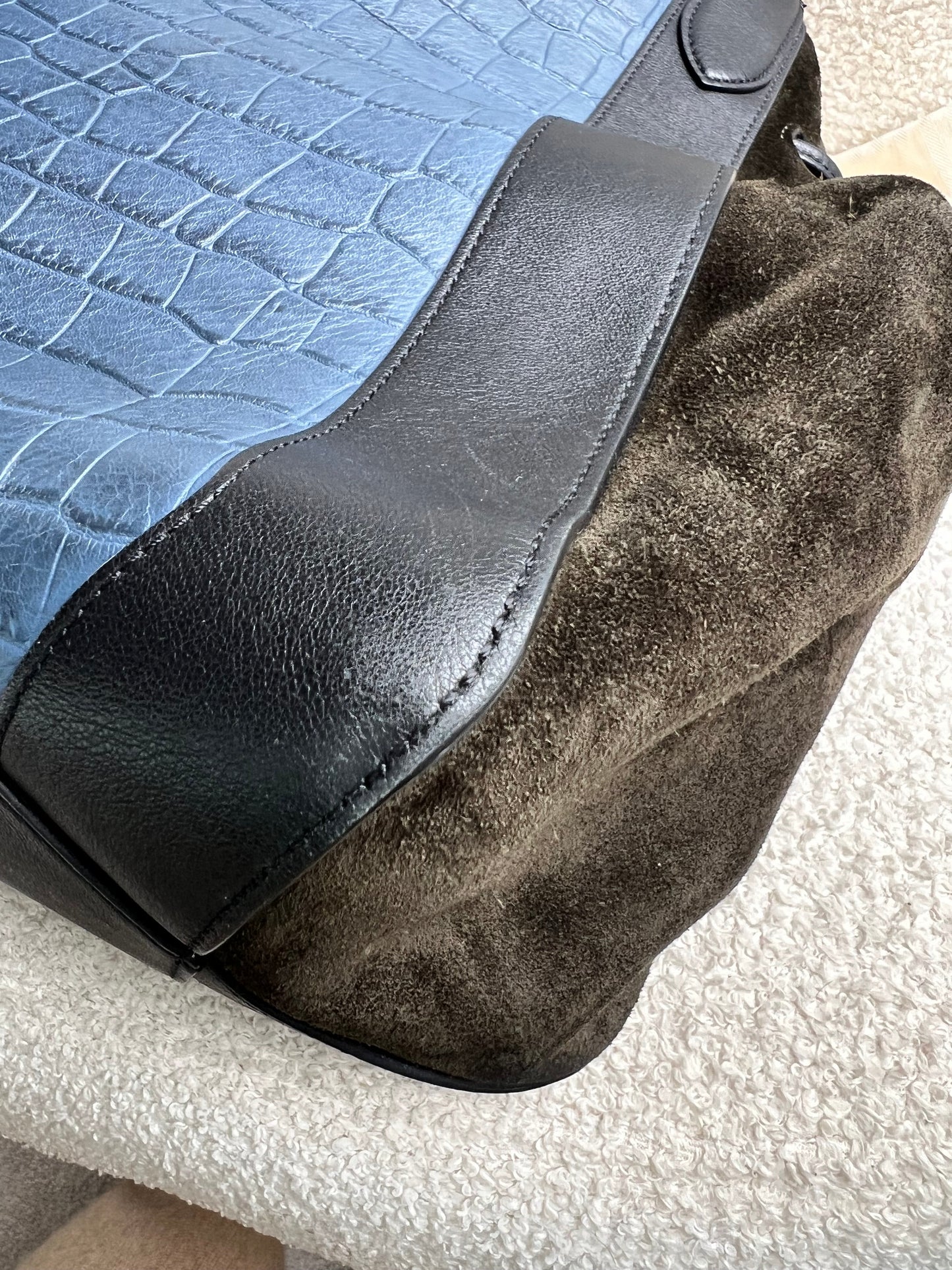 Mulberry Pale Navy Matte Croc, Silky Calf and Suede Millie Tote (£1,095)