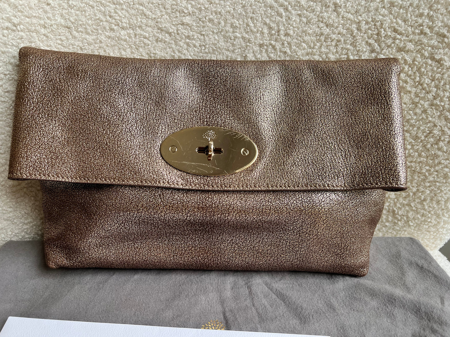 Mulberry Metallic Mushroom Clemmie Clutch (RRP £695)