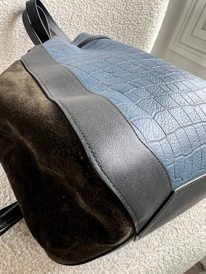 Mulberry Pale Navy Matte Croc, Silky Calf and Suede Millie Tote (£1,095)