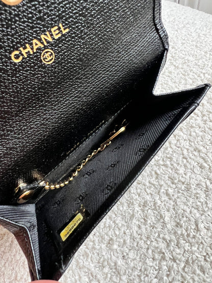 Chanel Black Coco Button Keyring Pouch