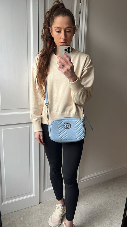 Gucci GG Pale Blue Marmont Small Shoulder Bag (RRP £1440)