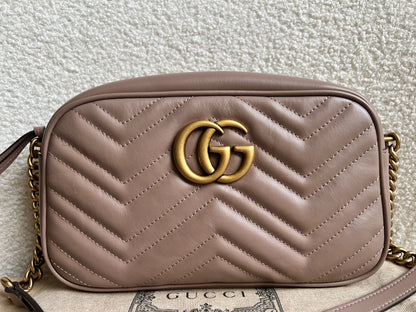 Gucci GG Marmont Porcelain Rose Small Shoulder Bag (RRP £1440)