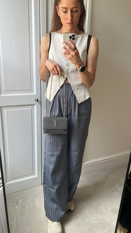 Yves Saint Laurent (YSL) Grey Croc Mini Sunset with Silver Hardware (RRP £1,545)