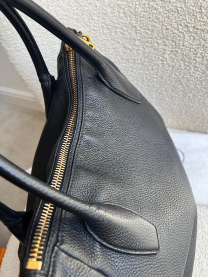 Prada Black Vitello Daino Leather Sacca 2 Manici Hobo Bag